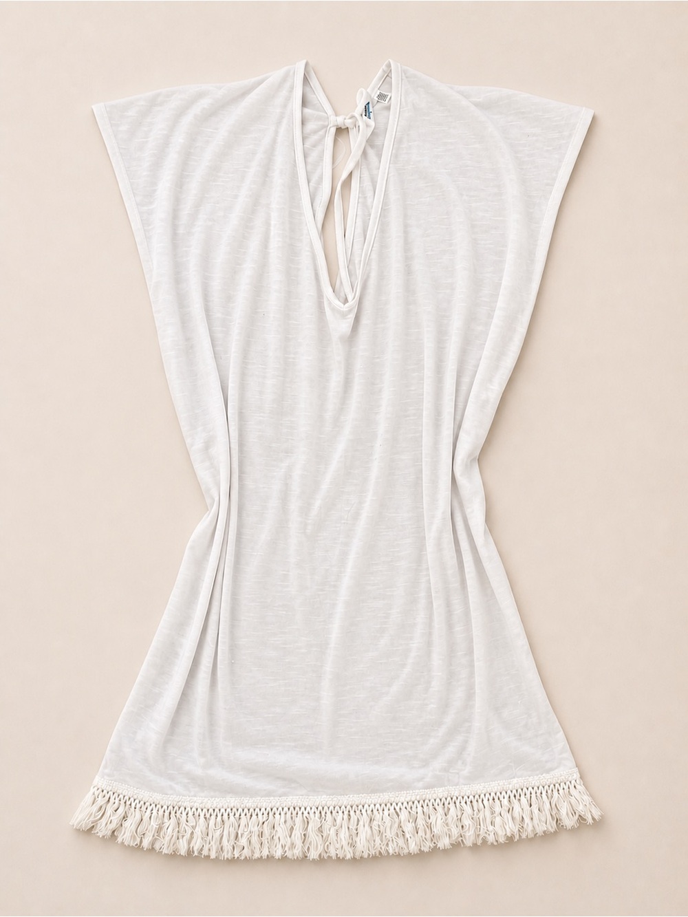 3/$20 La Vie En Rose Aqua White Beach Cover-Up with Fringe / fits Medium - XL